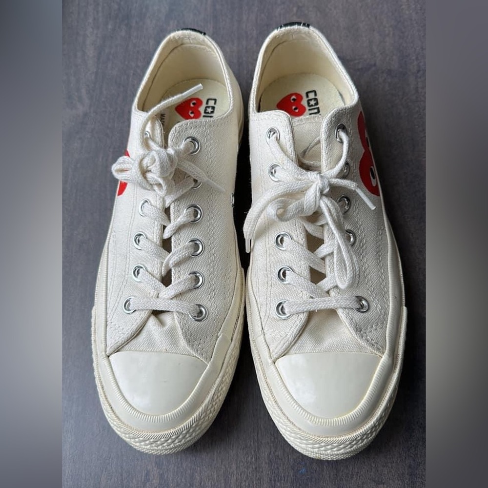 Converse commes de garçon women’s 8, men’s 6 white guc